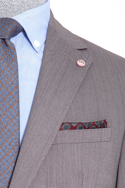 Bordo Desenli Slim Fit Ceket - 4