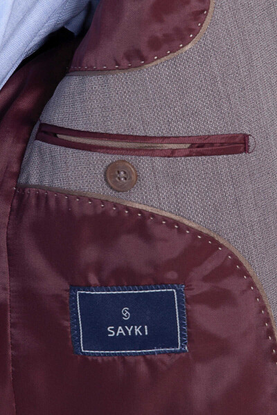 Bordo Desenli Slim Fit Ceket - 5