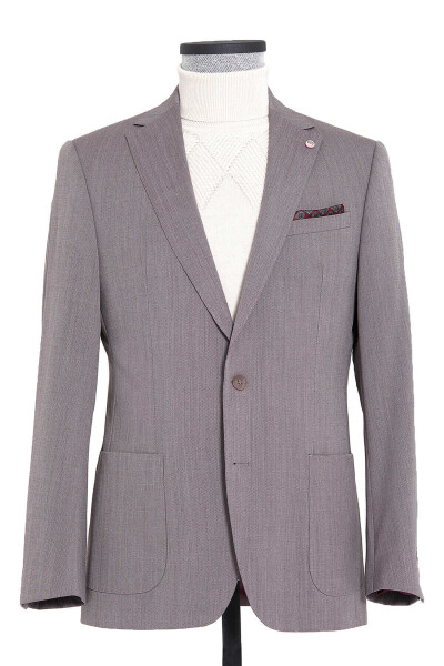 Bordo Desenli Slim Fit Ceket - 2