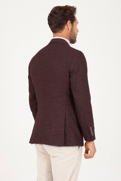 Bordo Slim Fit Desenli Ceket - Thumbnail