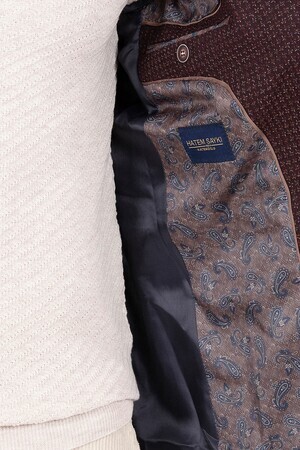 Bordo Slim Fit Desenli Ceket - Thumbnail