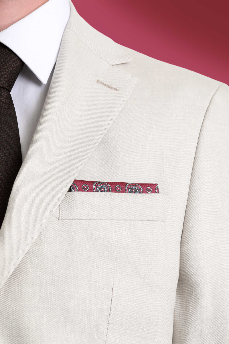 Bordo Desenli Klasik Saten Cep Mendili - Hatem Saykı (1)