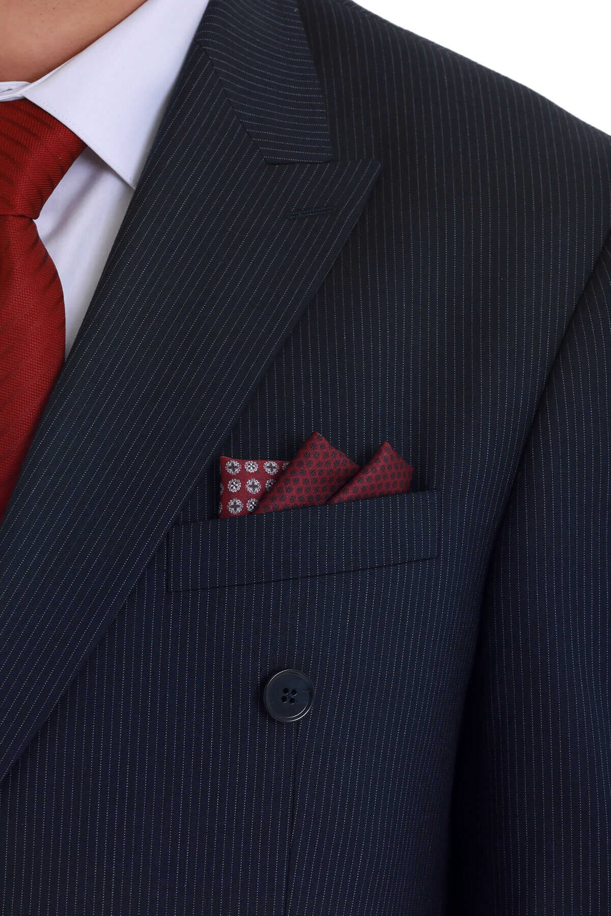 Bordo Desenli Klasik Saten Cep Mendili - 1