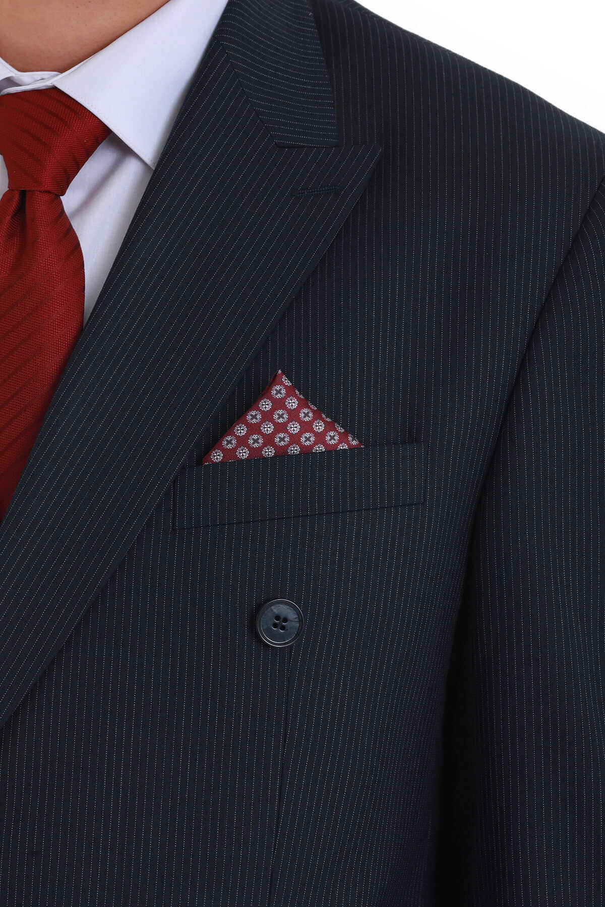 Bordo Desenli Klasik Saten Cep Mendili - 2