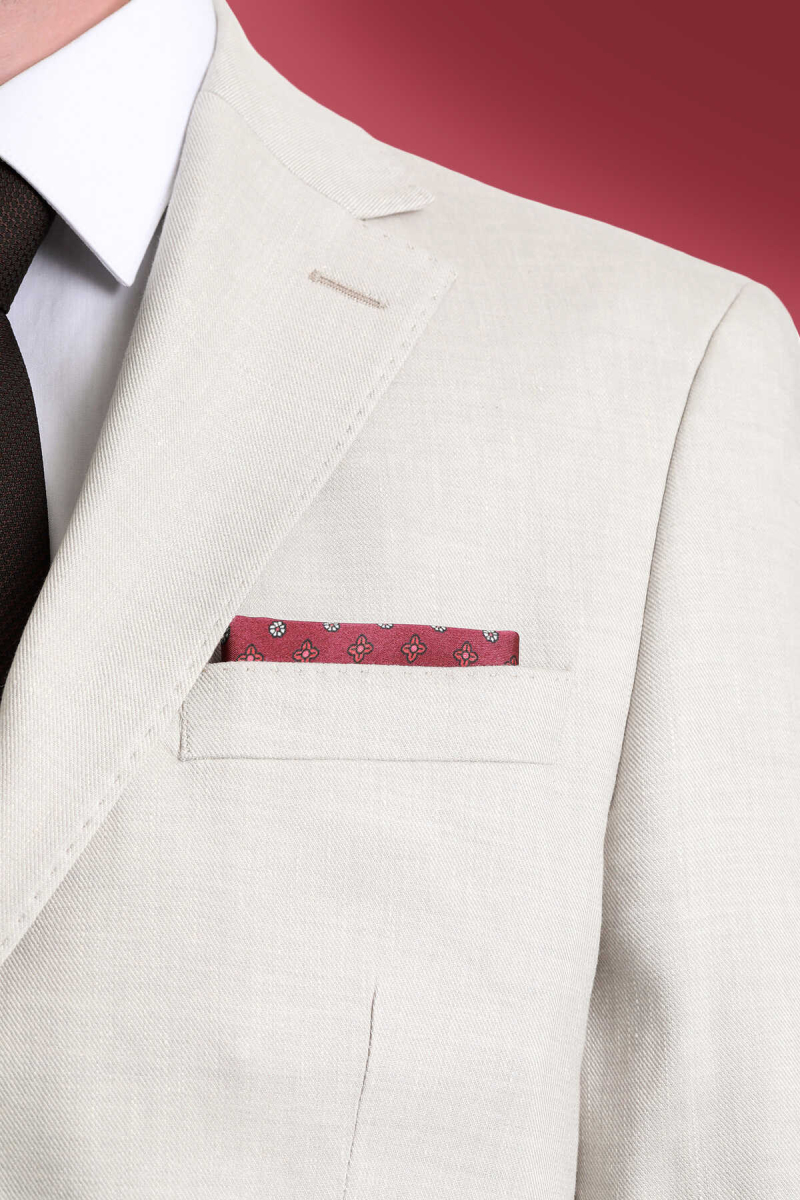 Bordo Desenli Klasik Saten Cep Mendili - Hatem Saykı (1)