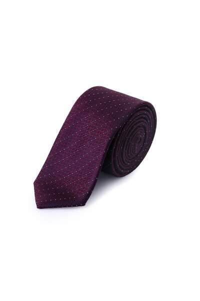 Bordo Desenli Micro Casual Kravat - 2
