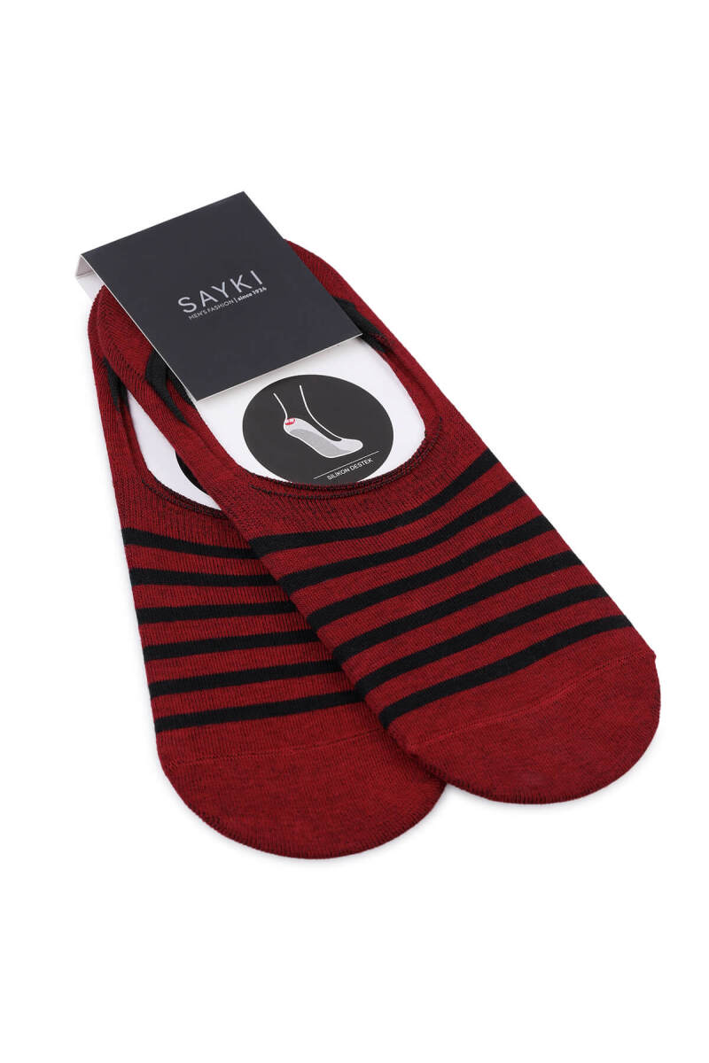 Bordo Desenli Pamuklu İkili Babet Çorap - HATEM SAYKI