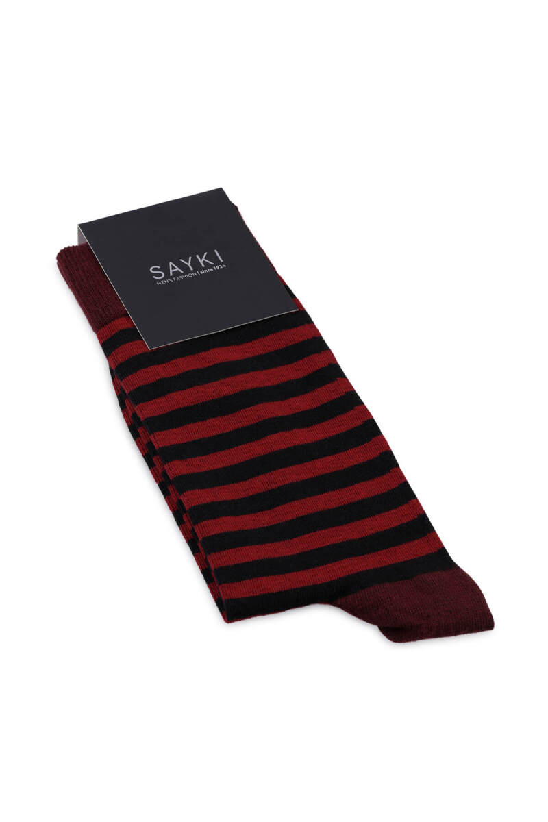 Bordo Desenli Pamuklu Soket Çorap - HATEM SAYKI