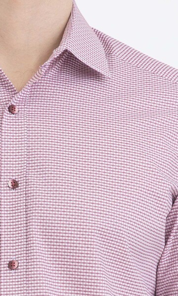 Bordo Desenli Slim Fit Gömlek - 4
