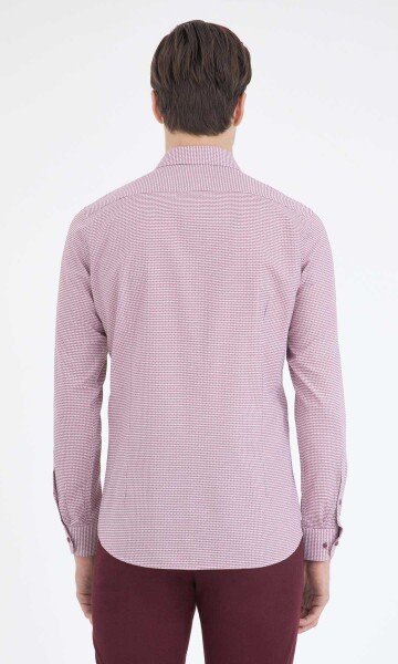 Bordo Desenli Slim Fit Gömlek - 3