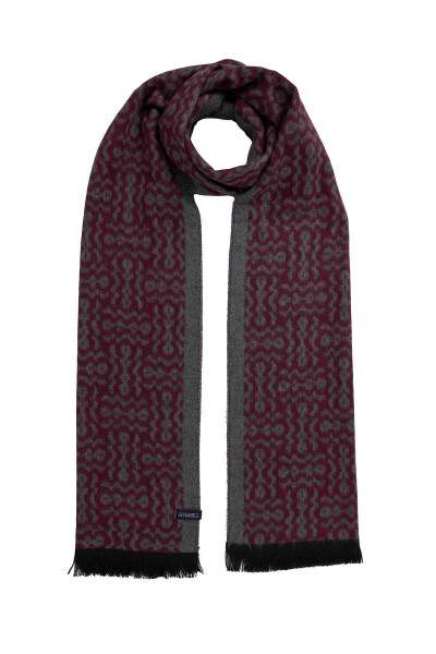 Bordo Desenli Viskoz Atkı 