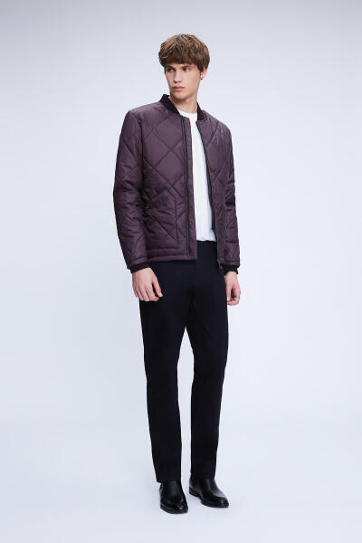 Bordo Regular Fit Bomber Yaka Kapitone Mont - 2