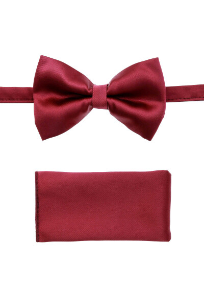 Bordo Saten Papyon Mendil Set 