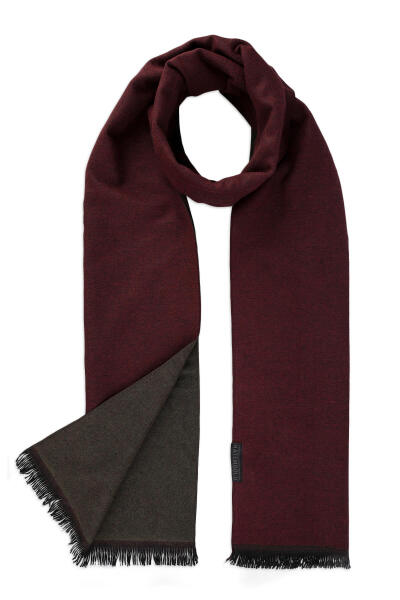 Bordo - Haki Çift Taraflı Atkı - 2