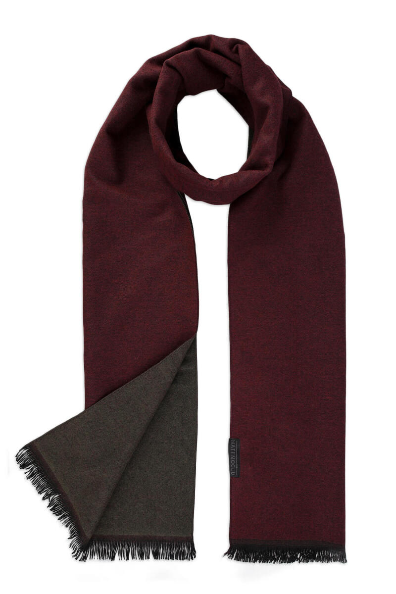 Bordo - Haki Çift Taraflı Atkı - Hatemoğlu (1)