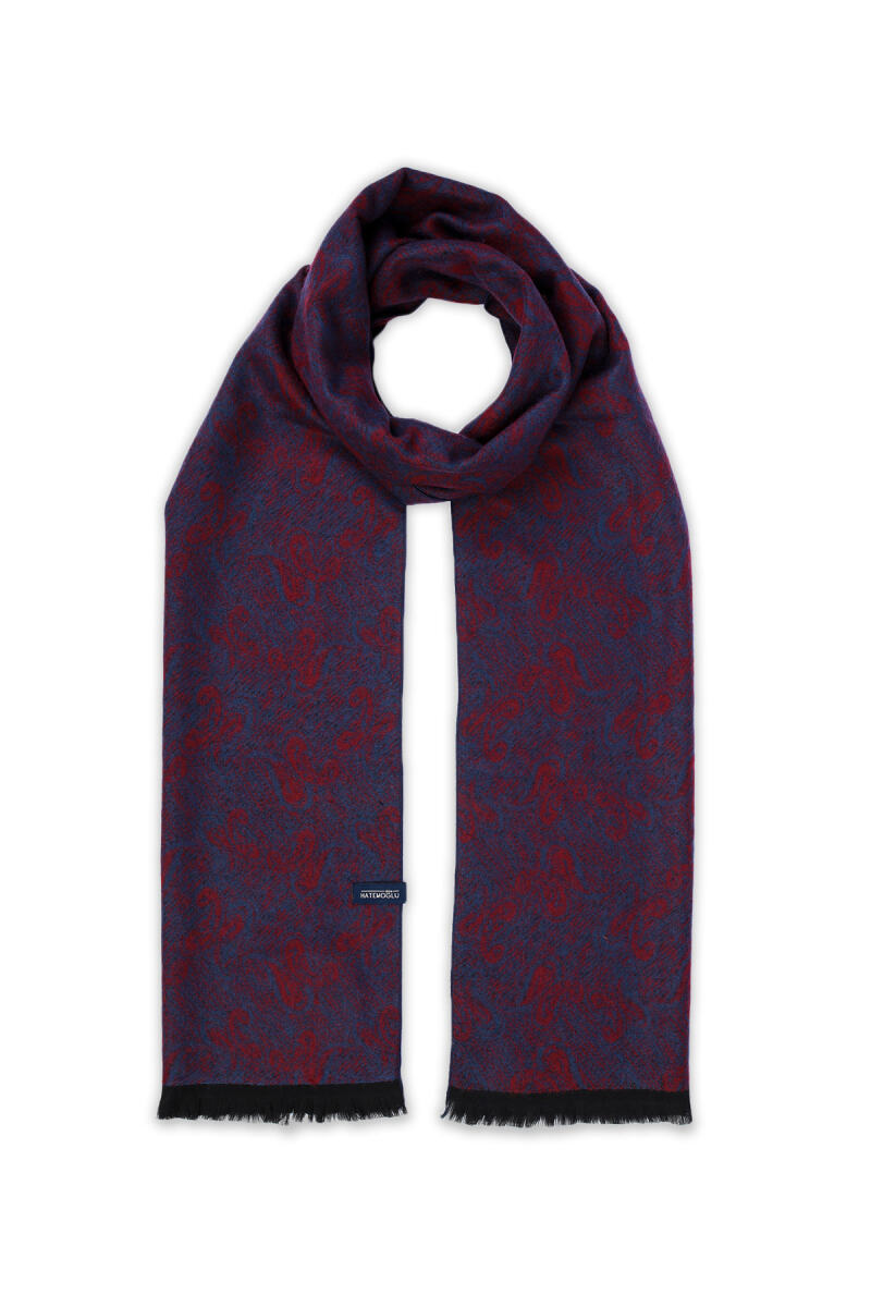 Bordo-İndigo Çift Taraflı Atkı - Hatemoğlu