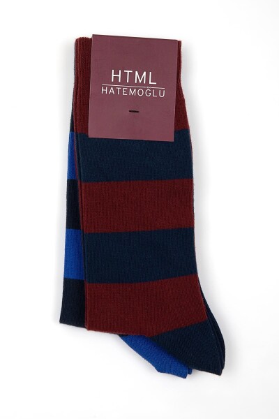 Bordo Desenli İkili Soket Çorap - 1