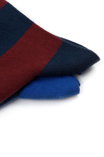 Bordo Desenli İkili Soket Çorap - 2