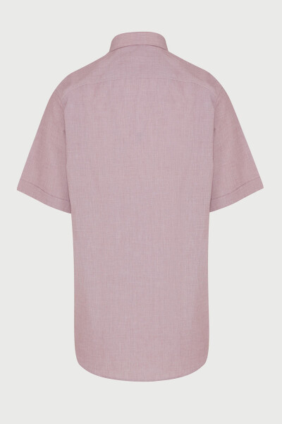 Bordo Regular Fit %100 Pamuk Kısa Kollu Gömlek - 2