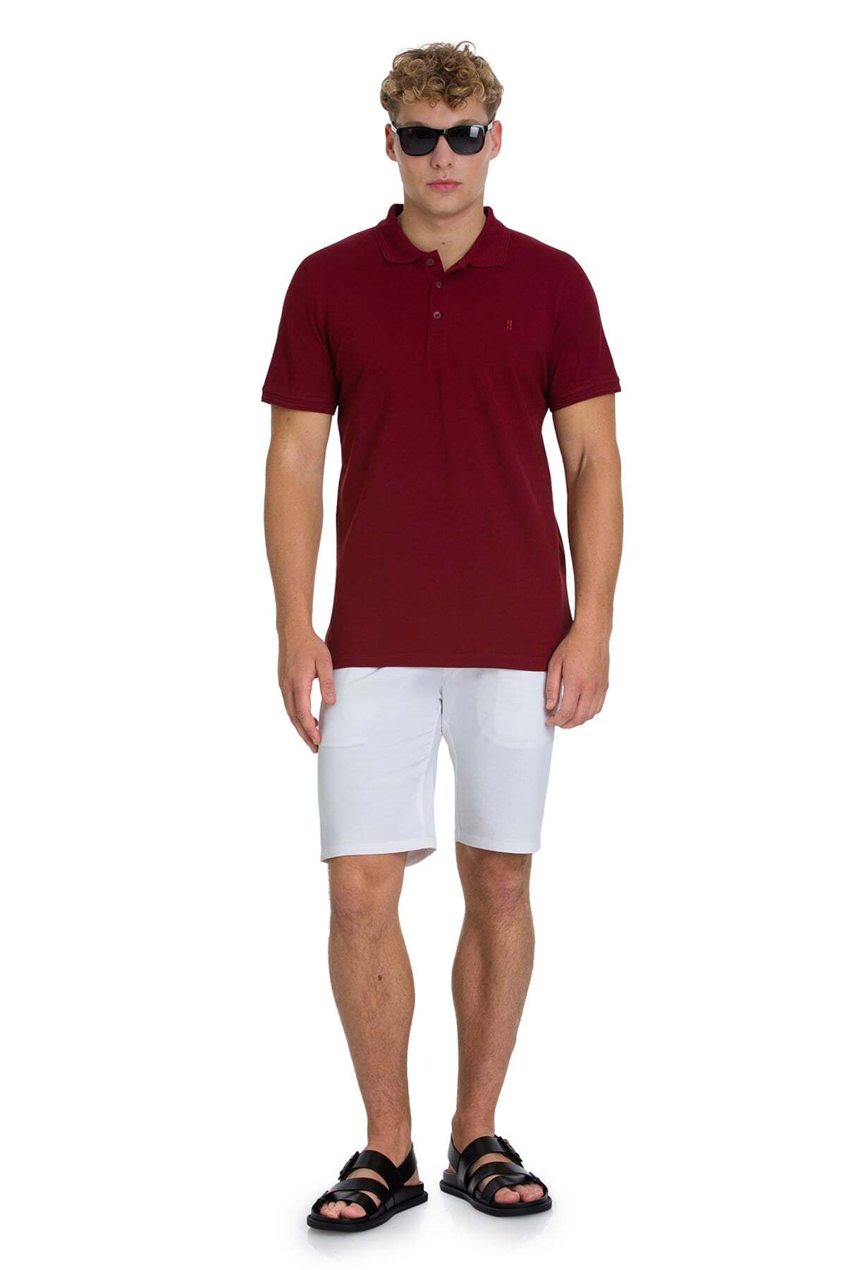 Bordo Regular Fit 100% Pamuk Kıvrılmaz Polo Yaka Tişört - 2