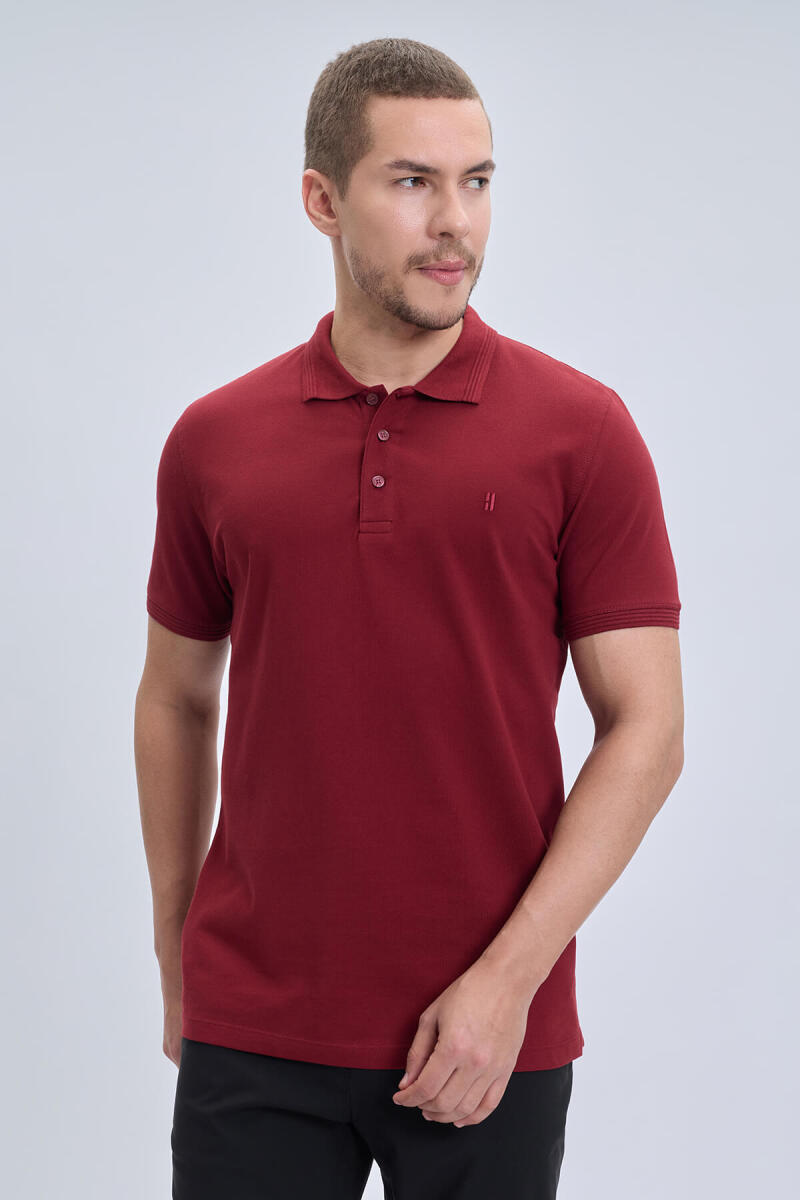 Bordo Regular Fit 100% Pamuk Polo Yaka Tişört