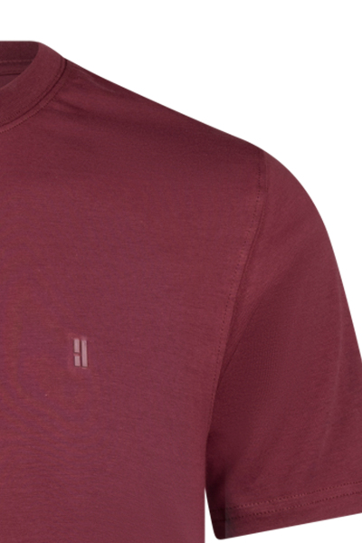 Bordo Regular Fit Bisiklet Yaka Pamuklu Basic Tişört - 2