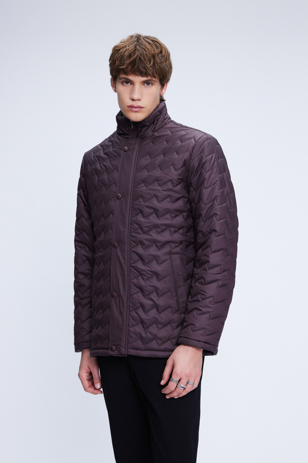 Bordo Regular Fit Hakim Yaka Kapitone Mont - 1