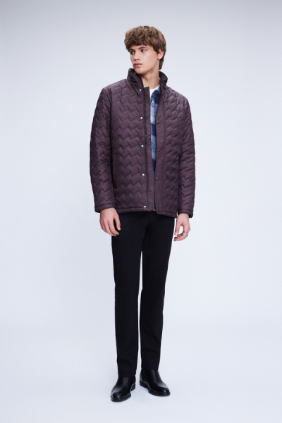 Bordo Regular Fit Hakim Yaka Kapitone Mont - 2