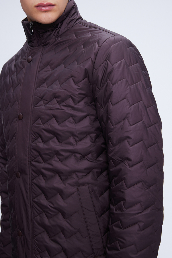 Bordo Regular Fit Hakim Yaka Kapitone Mont - 3