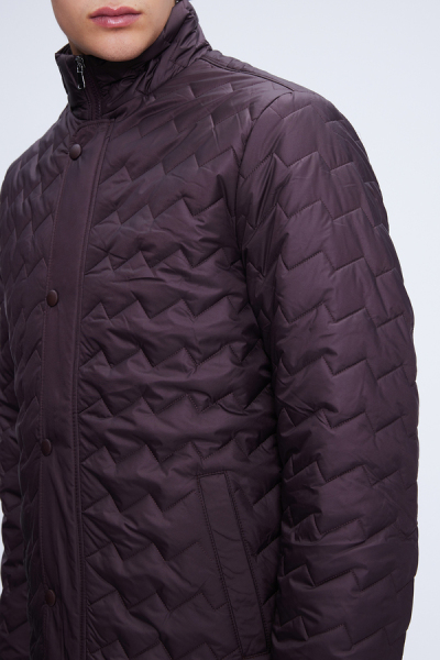 Bordo Regular Fit Hakim Yaka Kapitone Mont - 3