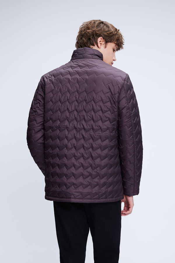 Bordo Regular Fit Hakim Yaka Kapitone Mont - 5