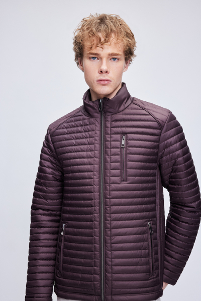 Bordo Regular Fit Hakim Yaka Şişme Mont - 3