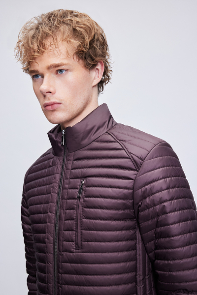 Bordo Regular Fit Hakim Yaka Şişme Mont - 5