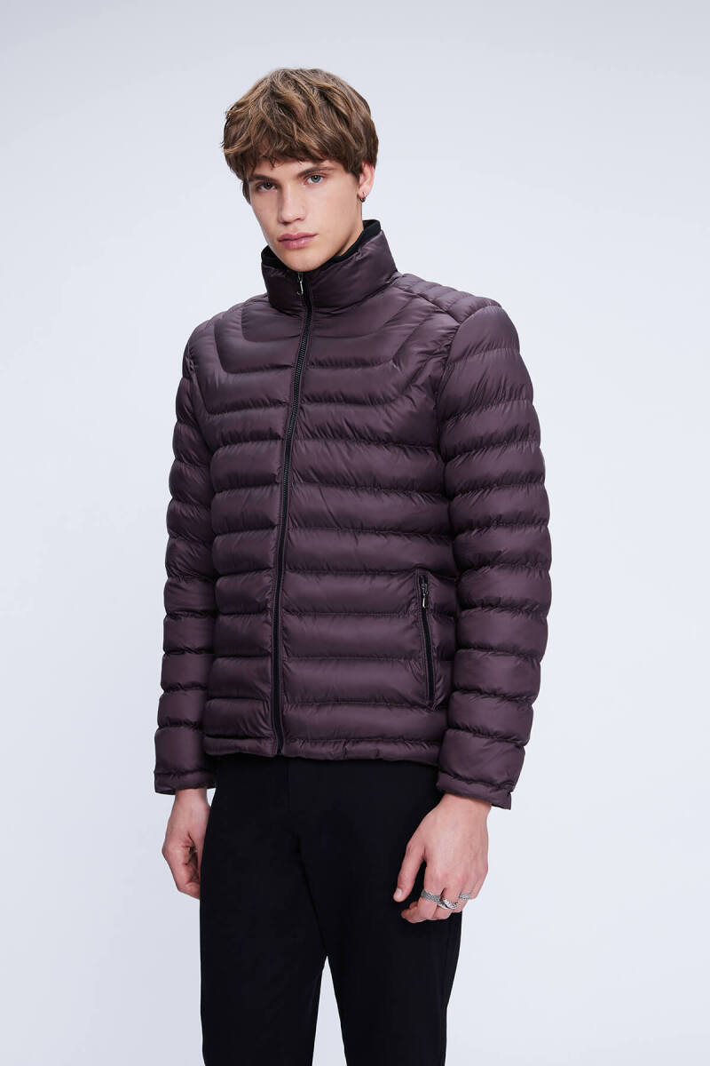 Bordo Regular Fit Hakim Yaka Şişme Mont - Hatemoğlu