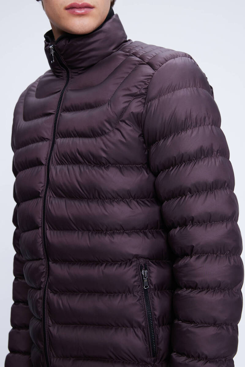 Bordo Regular Fit Hakim Yaka Şişme Mont - Hatemoğlu (1)