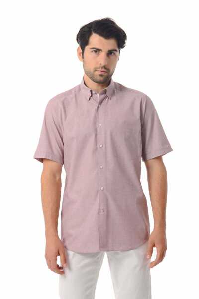 Bordo Regular Fit Kısa Kol Gömlek - 6