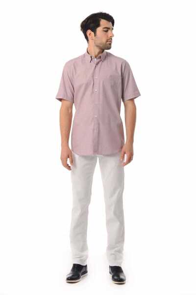 Bordo Regular Fit Kısa Kol Gömlek - 7