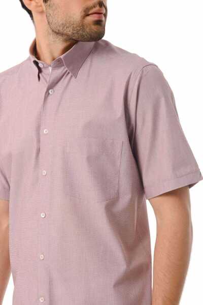 Bordo Regular Fit Kısa Kol Gömlek - 9