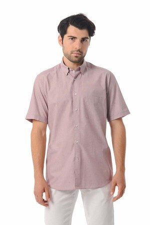 Bordo Regular Fit Kısa Kol Gömlek - 10