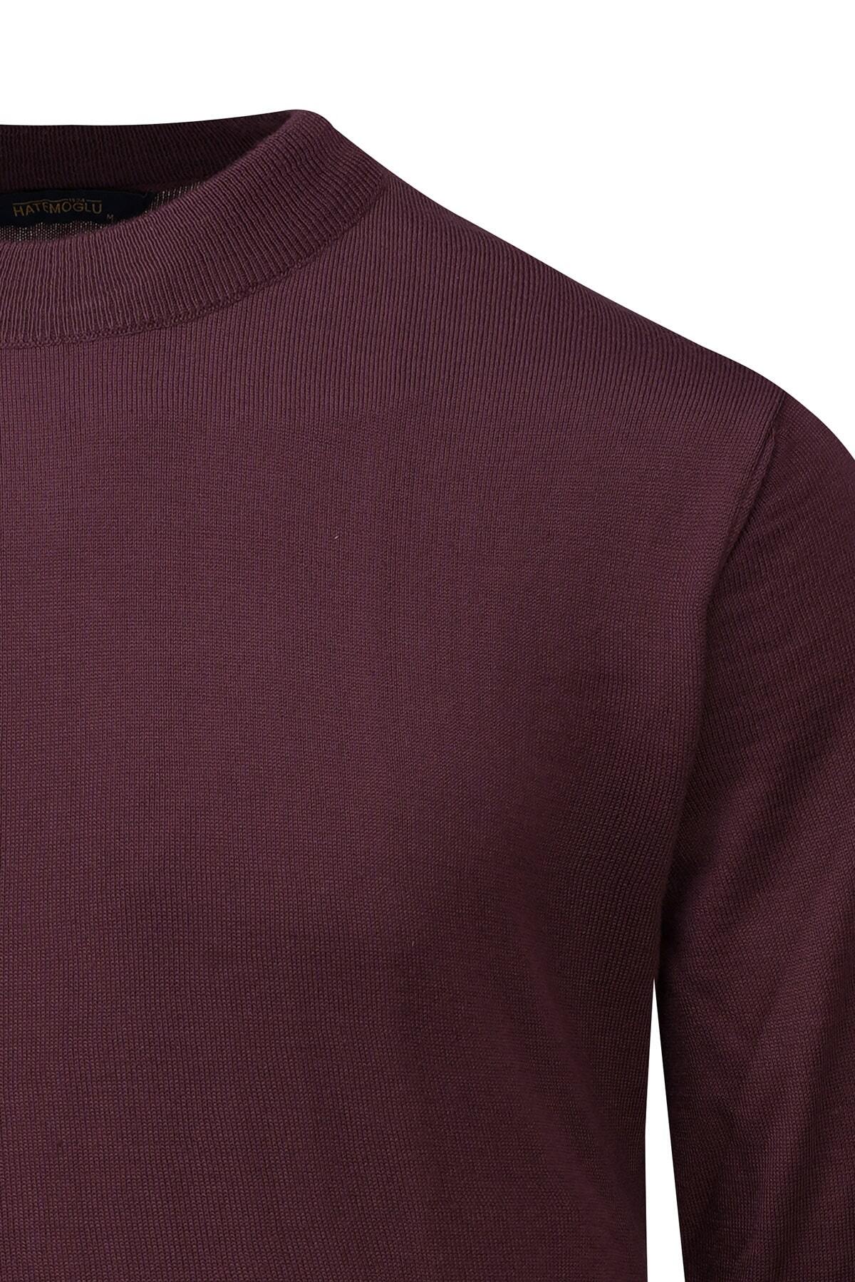 Bordo Regular Fit Yarım Balıkçı Yaka Yünlü Kazak - 2