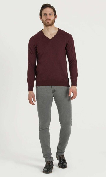 Bordo V Yaka Triko - 2