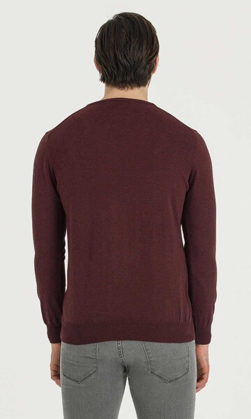 Bordo V Yaka Triko - 5