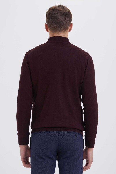 Bordo Balıkçı Yaka Triko Kazak - 4