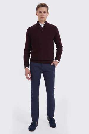 Bordo Balıkçı Yaka Triko Kazak - 5