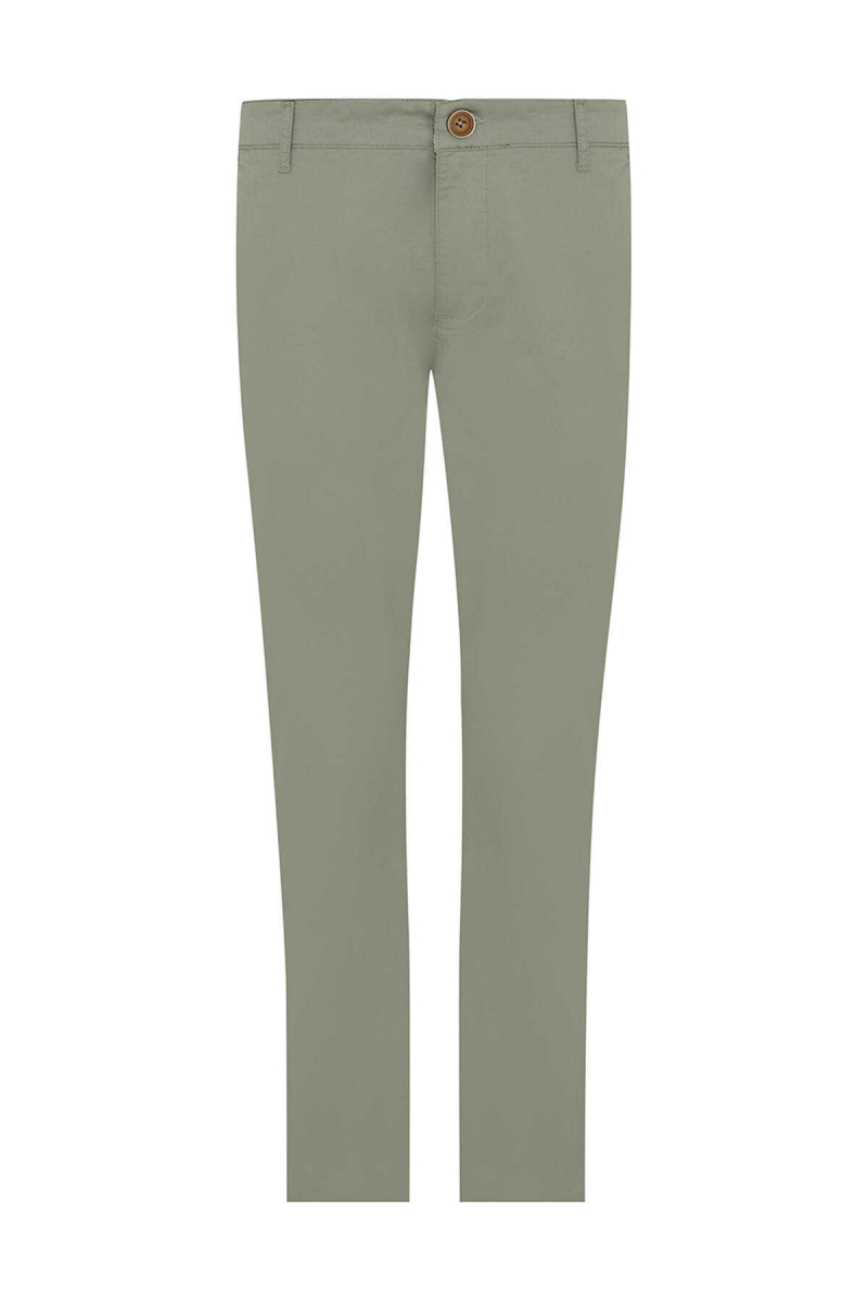 Yeşil Regular Fit Pamuklu Yandan Cep Kanvas Pantolon