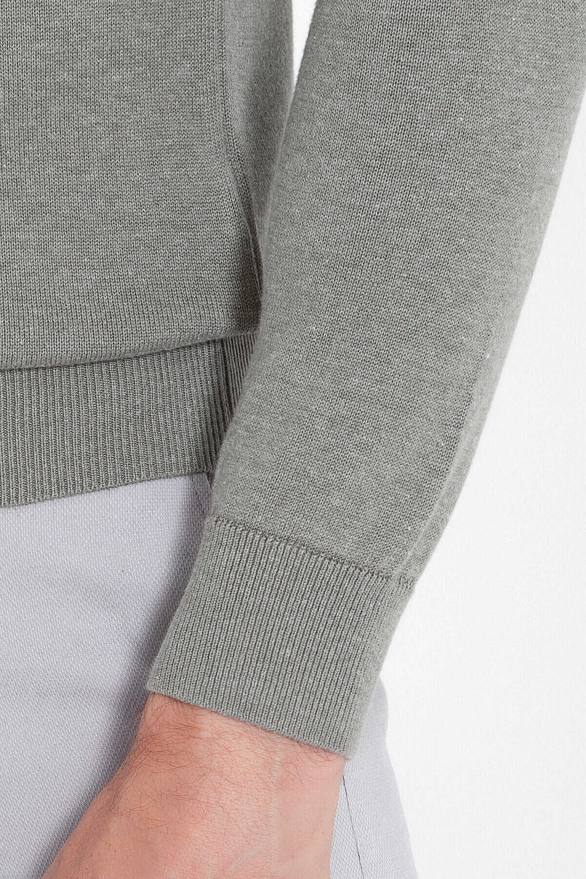 Gri Regular Fit Yarım Balıkçı Yaka Pamuklu Triko Kazak - 18