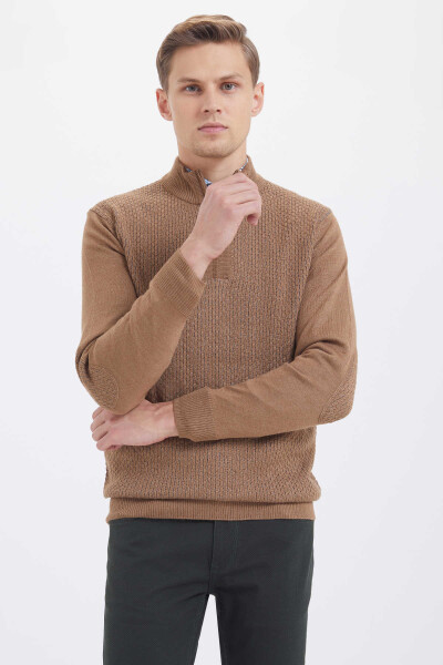 Camel - Gri Balıkçı Yaka Triko - 1