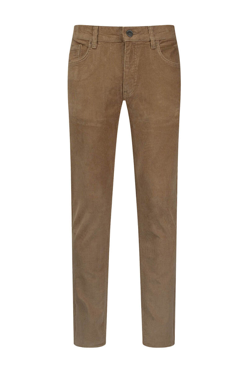 Camel Rahat Kesim 5 Cep Pamuklu Casual Kadife Pantolon