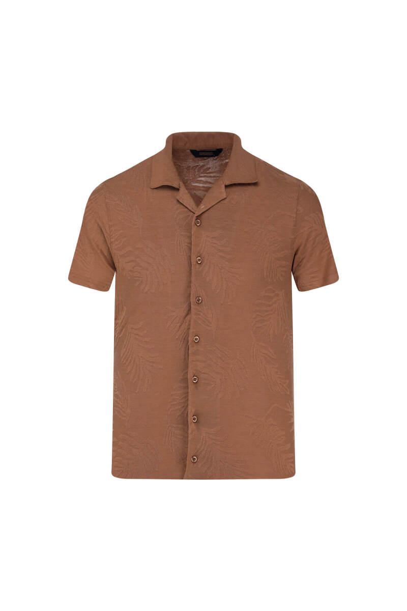 Camel Regular Fit Apaş Yaka Gömlek Tişört - Hatemoğlu