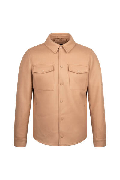 Camel Regular Fit Uzun Kollu Erkek Gömlek Ceket 